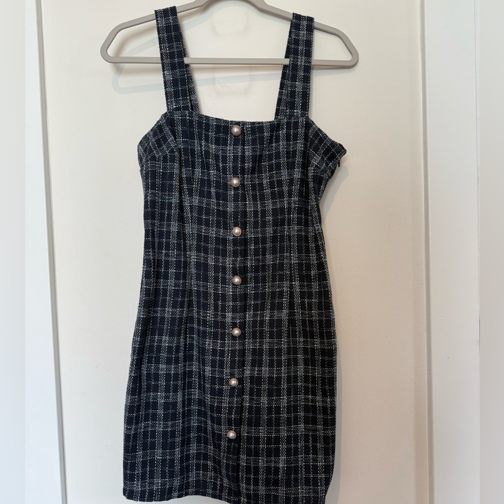New Look Black and White Checkered Mini Dress